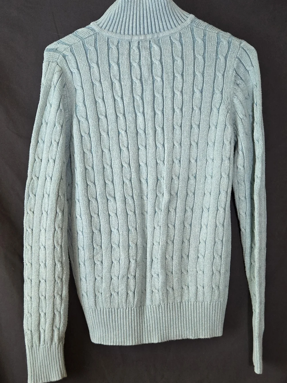 Eddie Bauer Unisex Blue And Black Cable-Knit Half-Zip Sweater #541